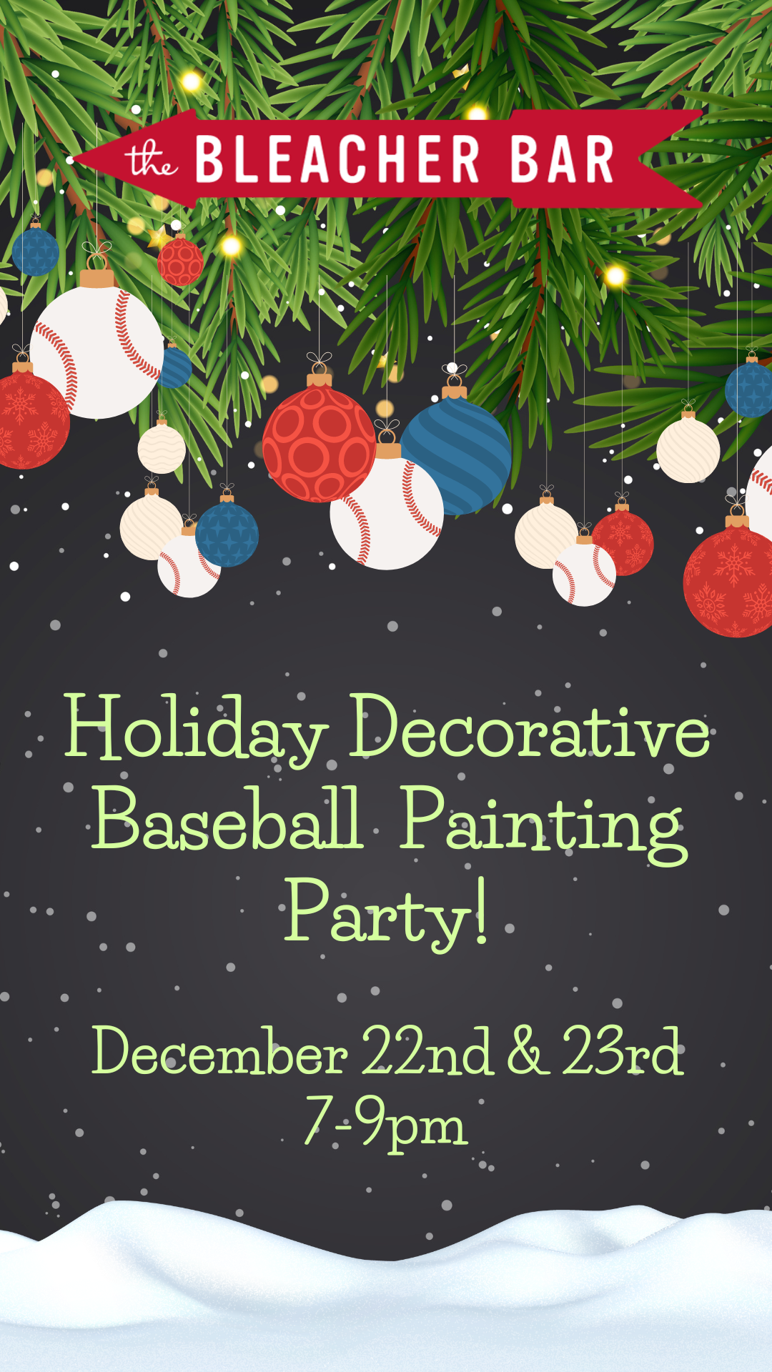 Bleacher Bar Holiday Baseball Painting | Bleacher Bar | Sports Bar in Boston, MA